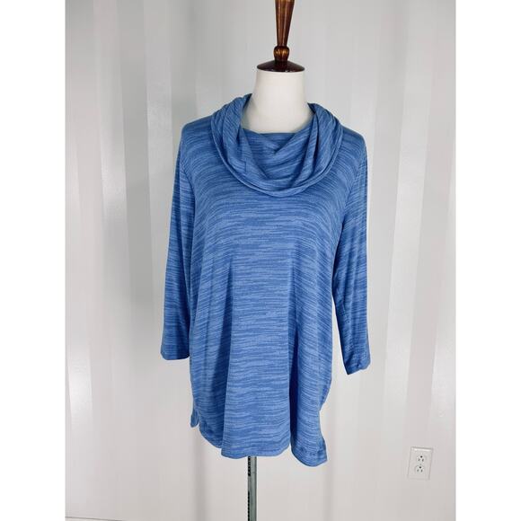 CROFT & BARROW Women’s Blue Cowl Neck Lightweight Sweater Sz L - Picture 1 of 7